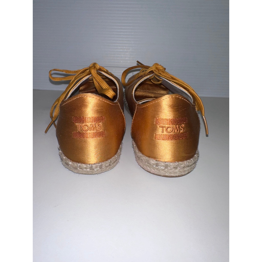 Women's TOMS Gold Satin Espadrille Sneakers US 7 with Beige Jute Sole - Picture 11 of 16